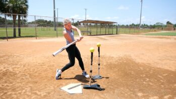 Megan Rembielak showing the Two Tee Softball Hitting Drill